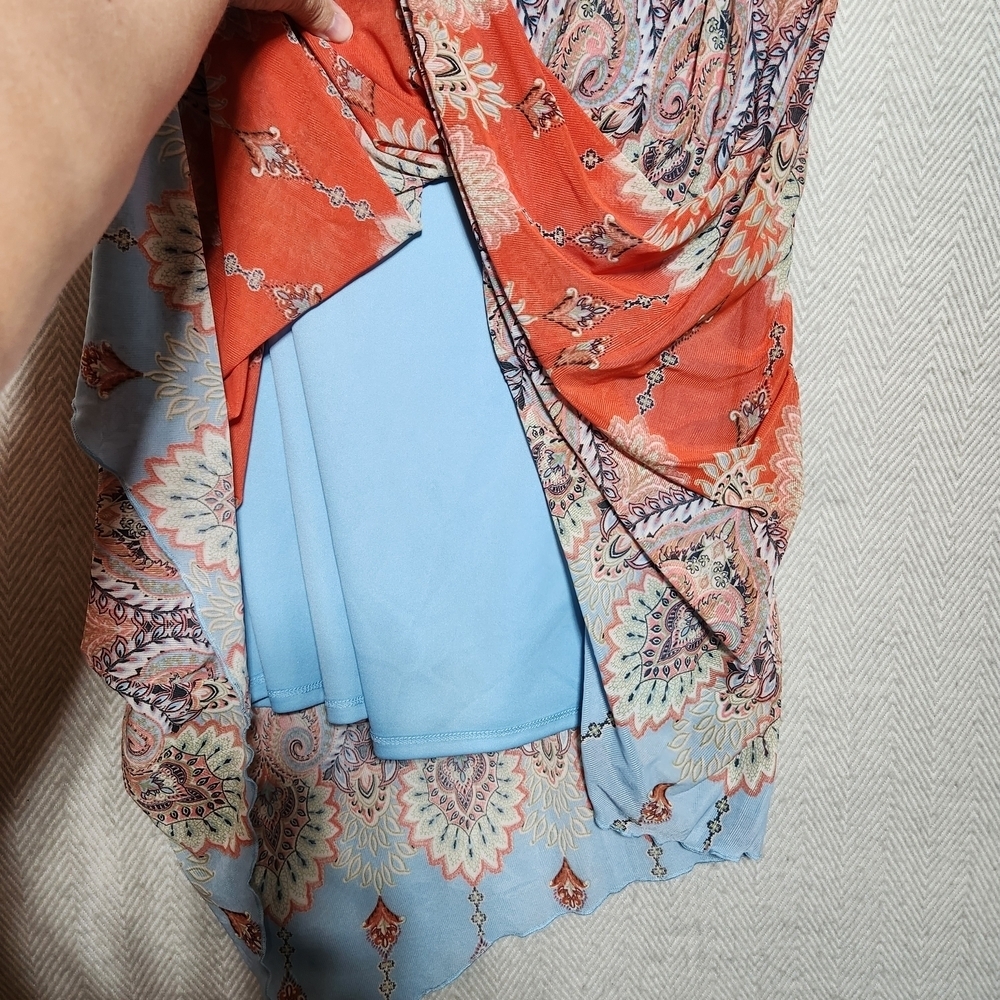 Studio JPR Sleeveless Crochet Top Blue Midi Dress Medium Lined - Picture 4 of 12